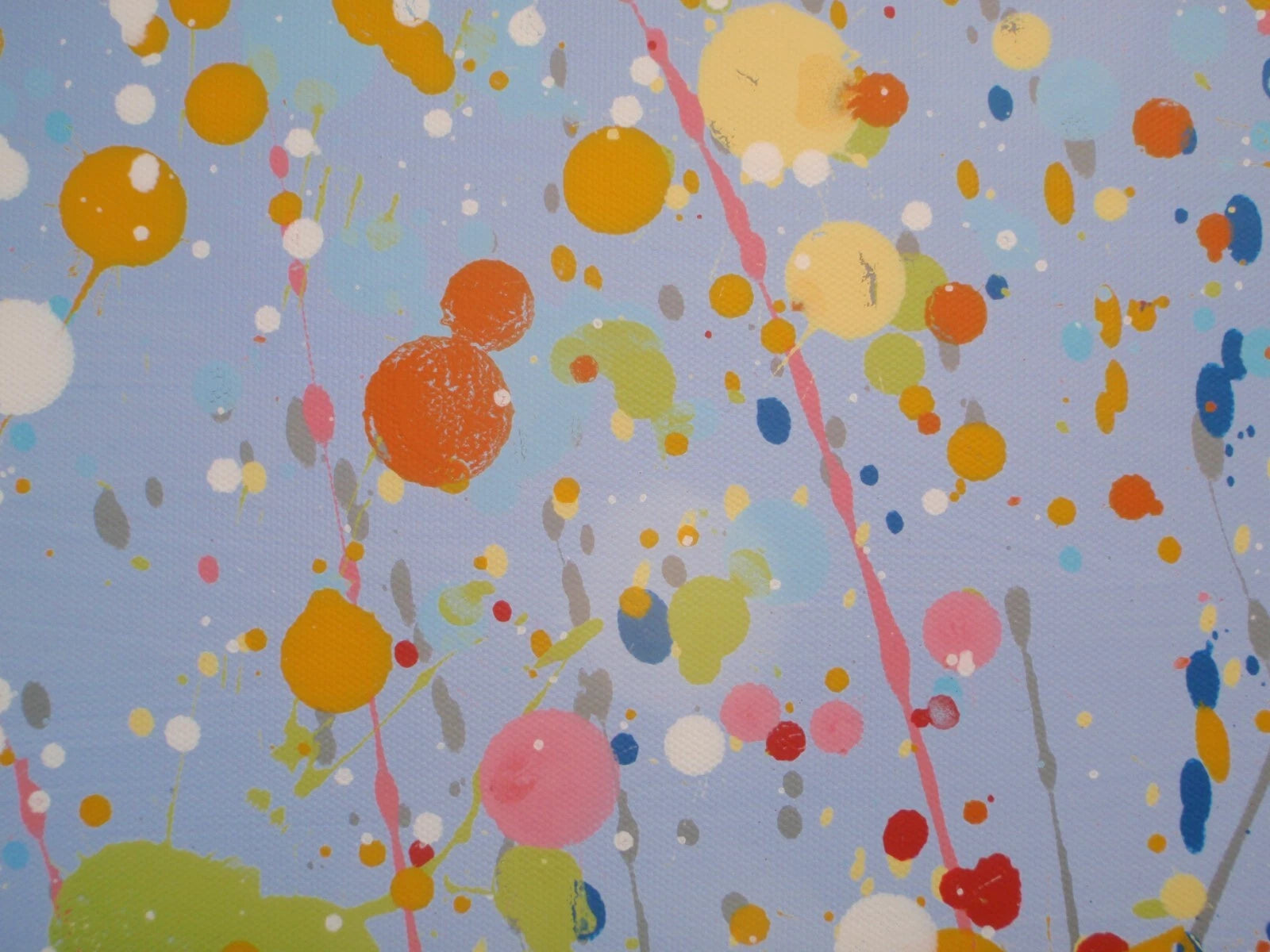244cm by 112cm huge original yellow flower meadow colourful painting on an un-stretched canvas - detail 6