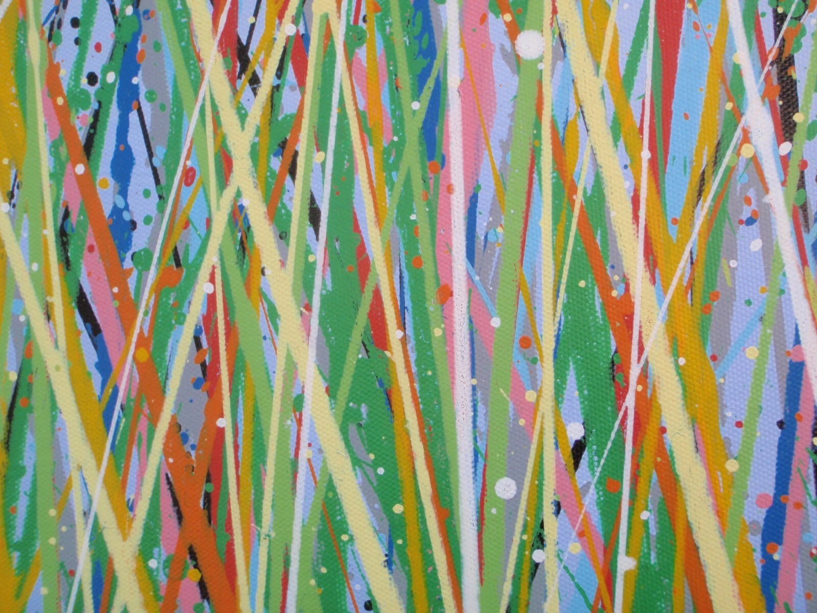 244cm by 112cm huge original yellow flower meadow colourful painting on an un-stretched canvas - detail 8