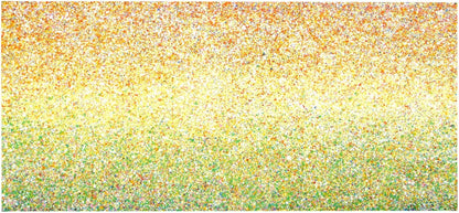 Huge 244 cm by 112cm abstract wall art original dot and spot sunset painting on un-stretched canvas - full view