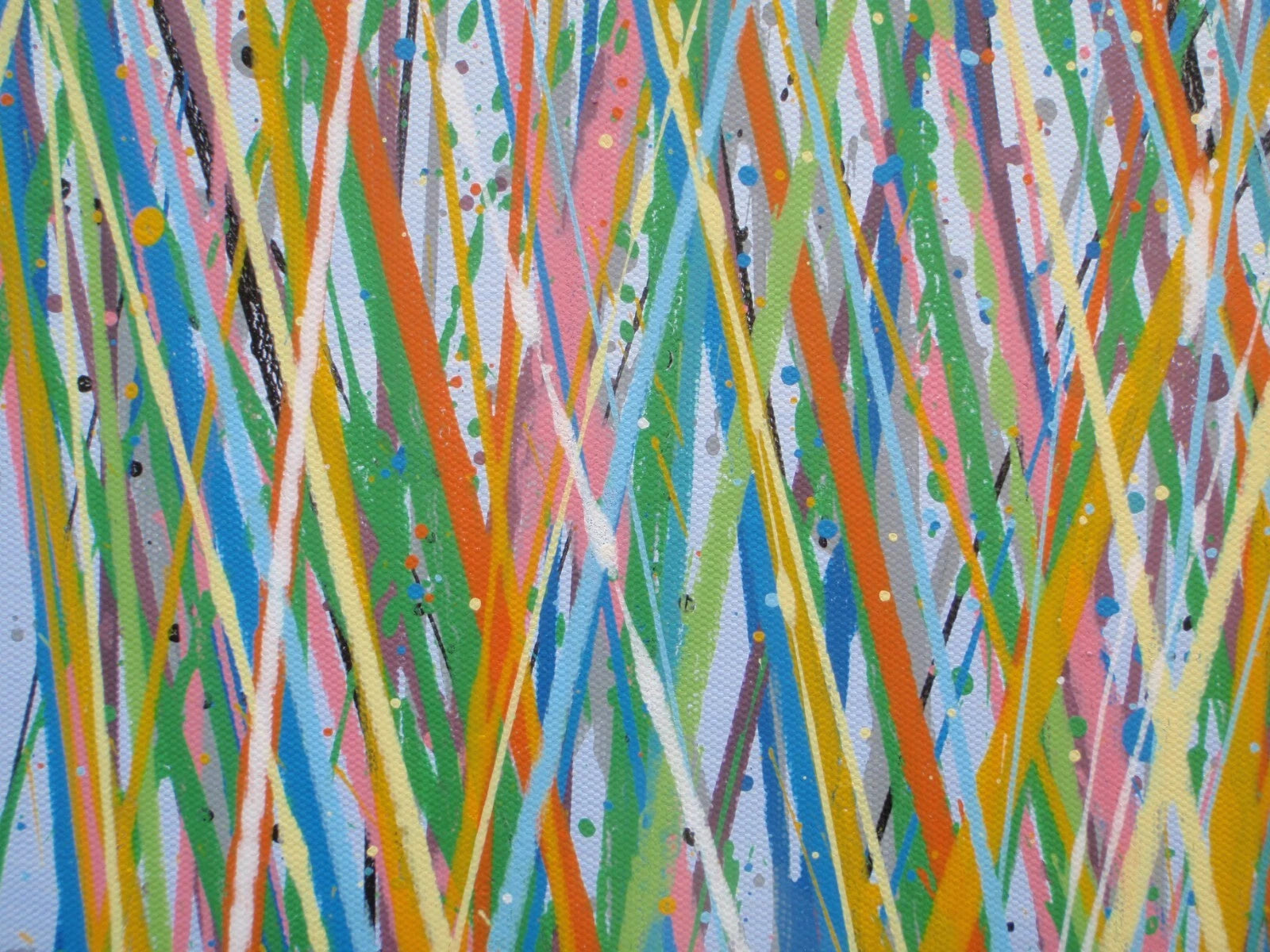 244 cm by 112 cm huge original grass meadow painting on an un-stretched canvas - detail