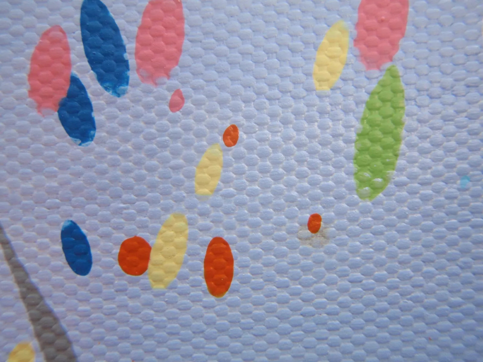 244 cm by 112 cm huge original grass meadow painting on an un-stretched canvas - detail