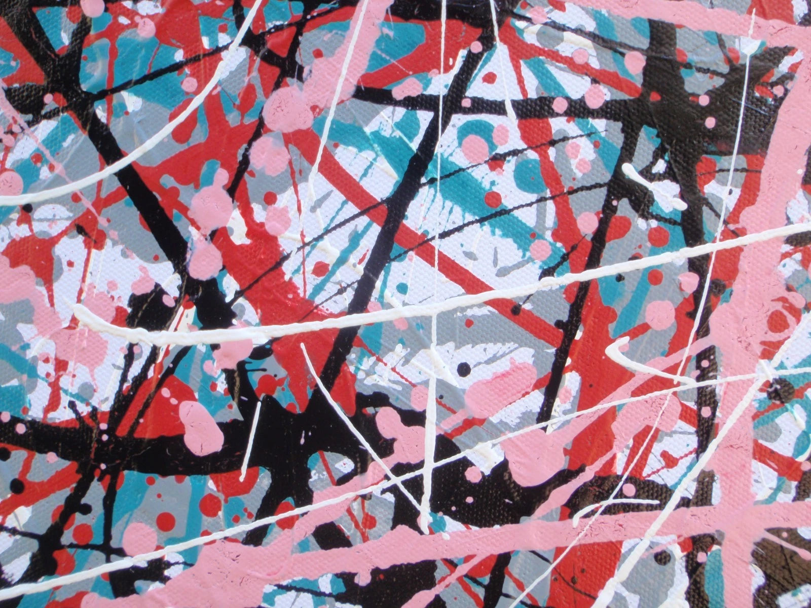 Pink Black Huge Abstract Very Big Modern Landscape Painting on 250x112cm Canvas - Detail