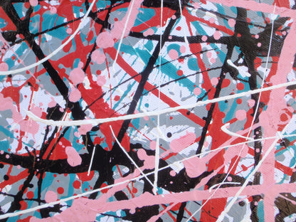 Pink Black Huge Abstract Very Big Modern Landscape Painting on 250x112cm Canvas - Detail