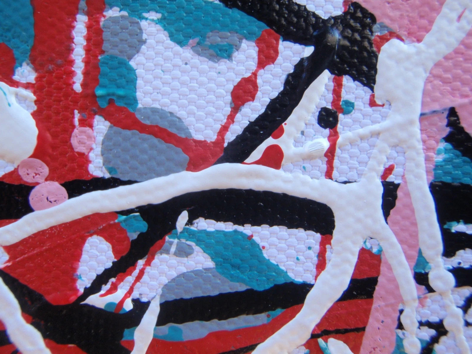 Pink Black Huge Abstract Very Big Modern Landscape Painting on 250x112cm Canvas - Detail
