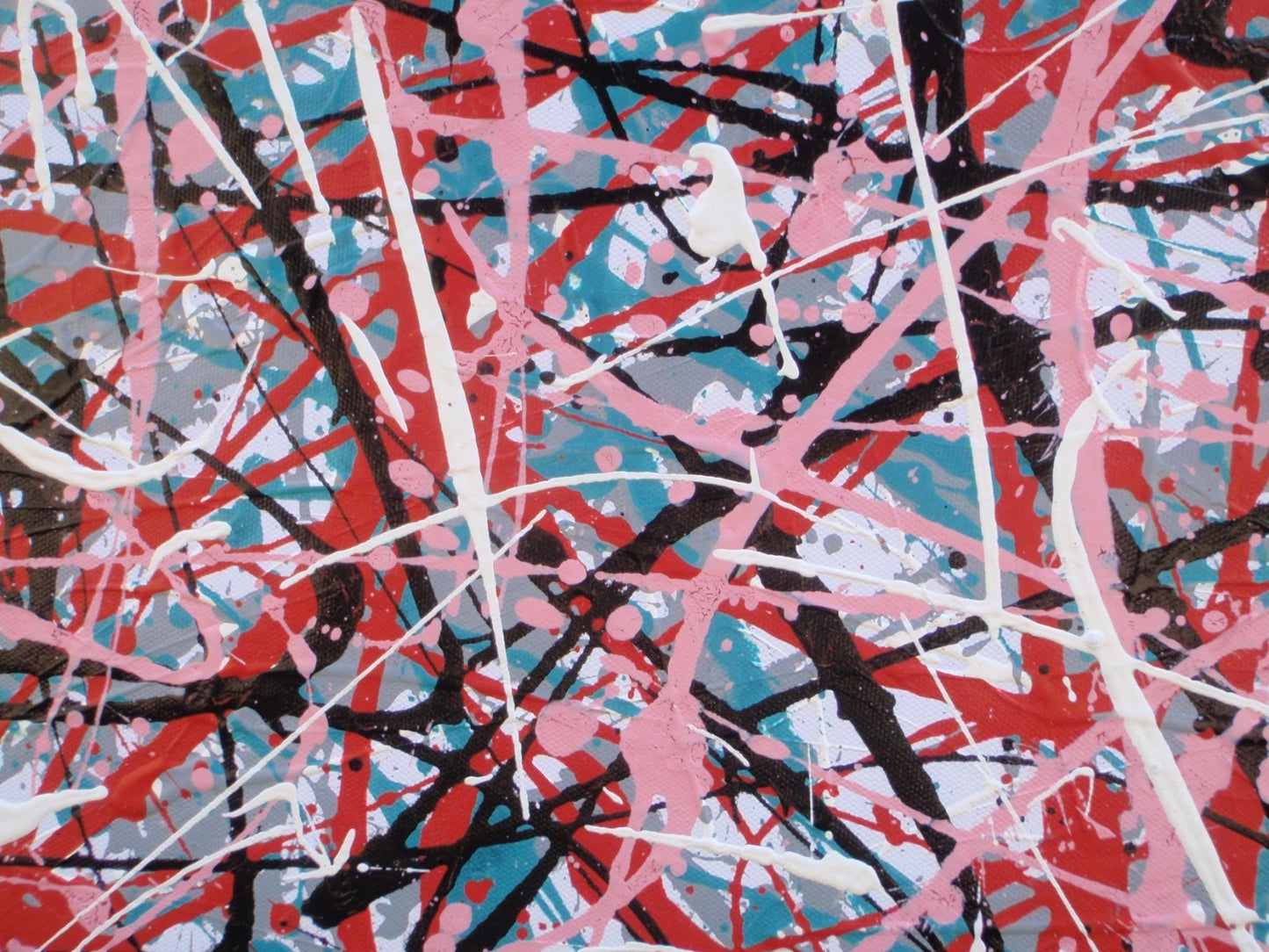 Pink Black Huge Abstract Very Big Modern Landscape Painting on 250x112cm Canvas - Detail