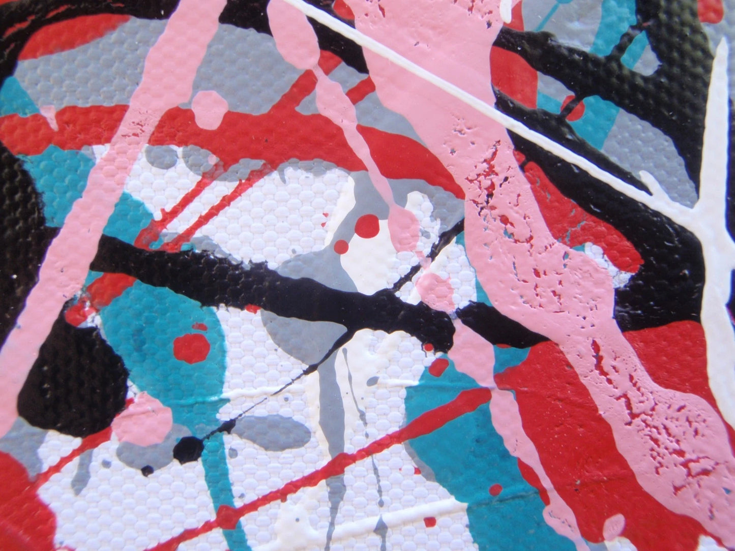 Pink Black Huge Abstract Very Big Modern Landscape Painting on 250x112cm Canvas - Detail