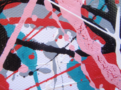 Pink Black Huge Abstract Very Big Modern Landscape Painting on 250x112cm Canvas - Detail