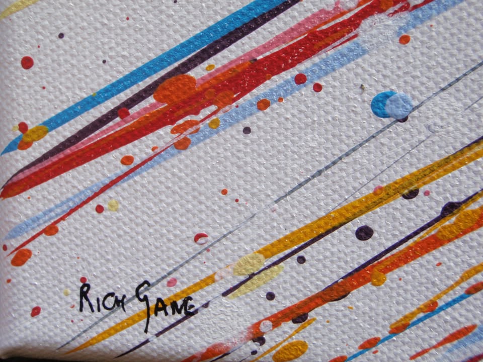 Yellow star painting on 80cm by 60cm stretched canvas - detail