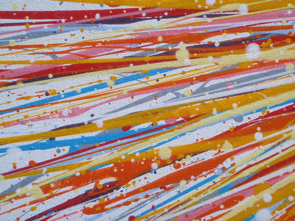 Yellow star painting on 80cm by 60cm stretched canvas - detail