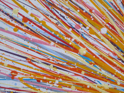 Yellow star painting on 80cm by 60cm stretched canvas - detail