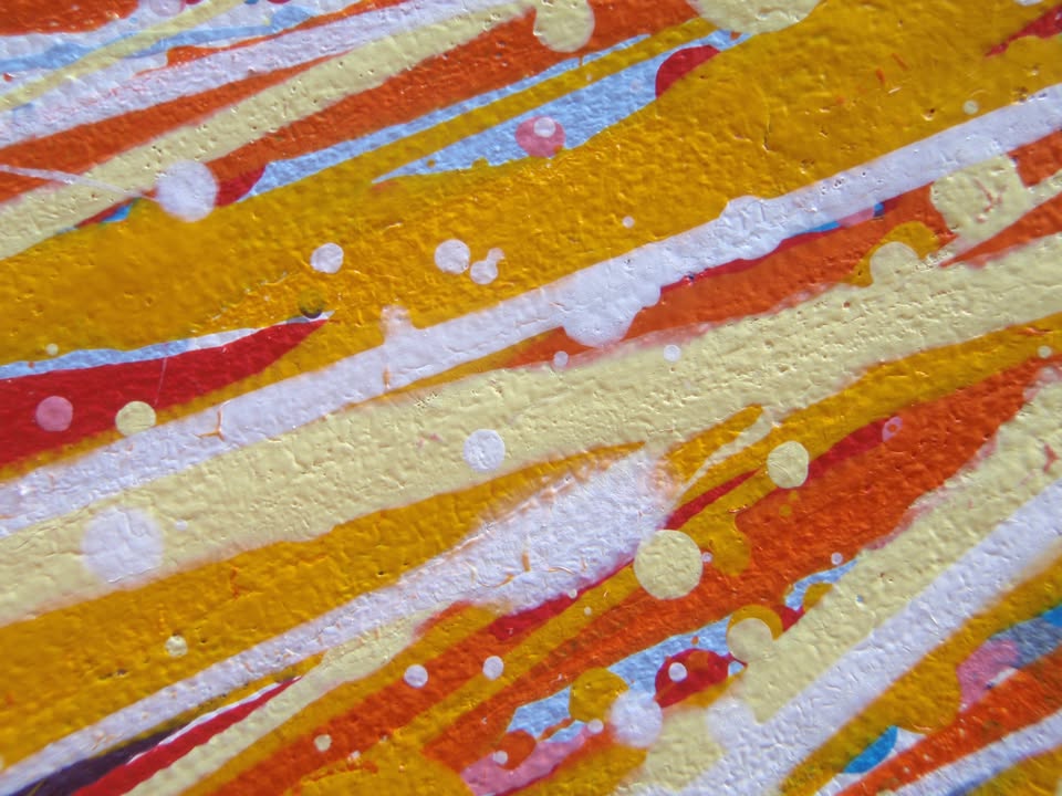 Yellow star painting on 80cm by 60cm stretched canvas - detail