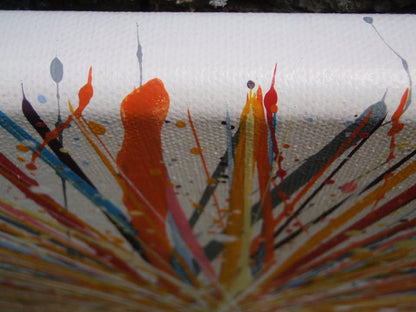 Yellow star painting on 80cm by 60cm stretched canvas - detail