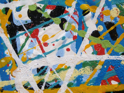 Abstract modern art drip painting on 80 by 60 cm canvas - detail