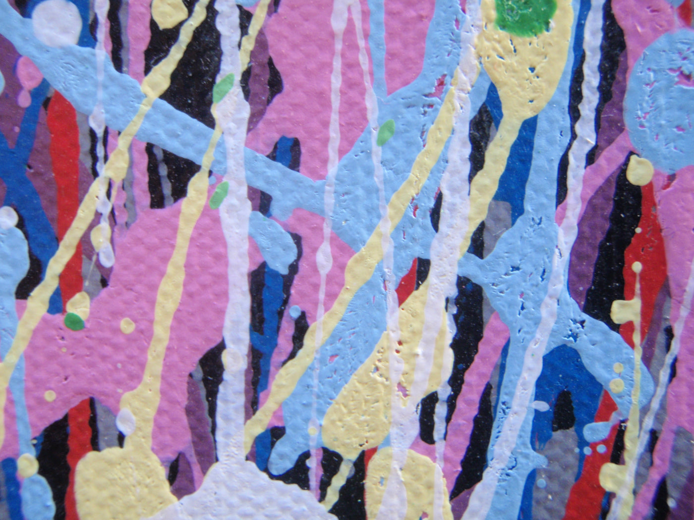 Colourful modern art tree painting with pink and lilac on a white background - detail