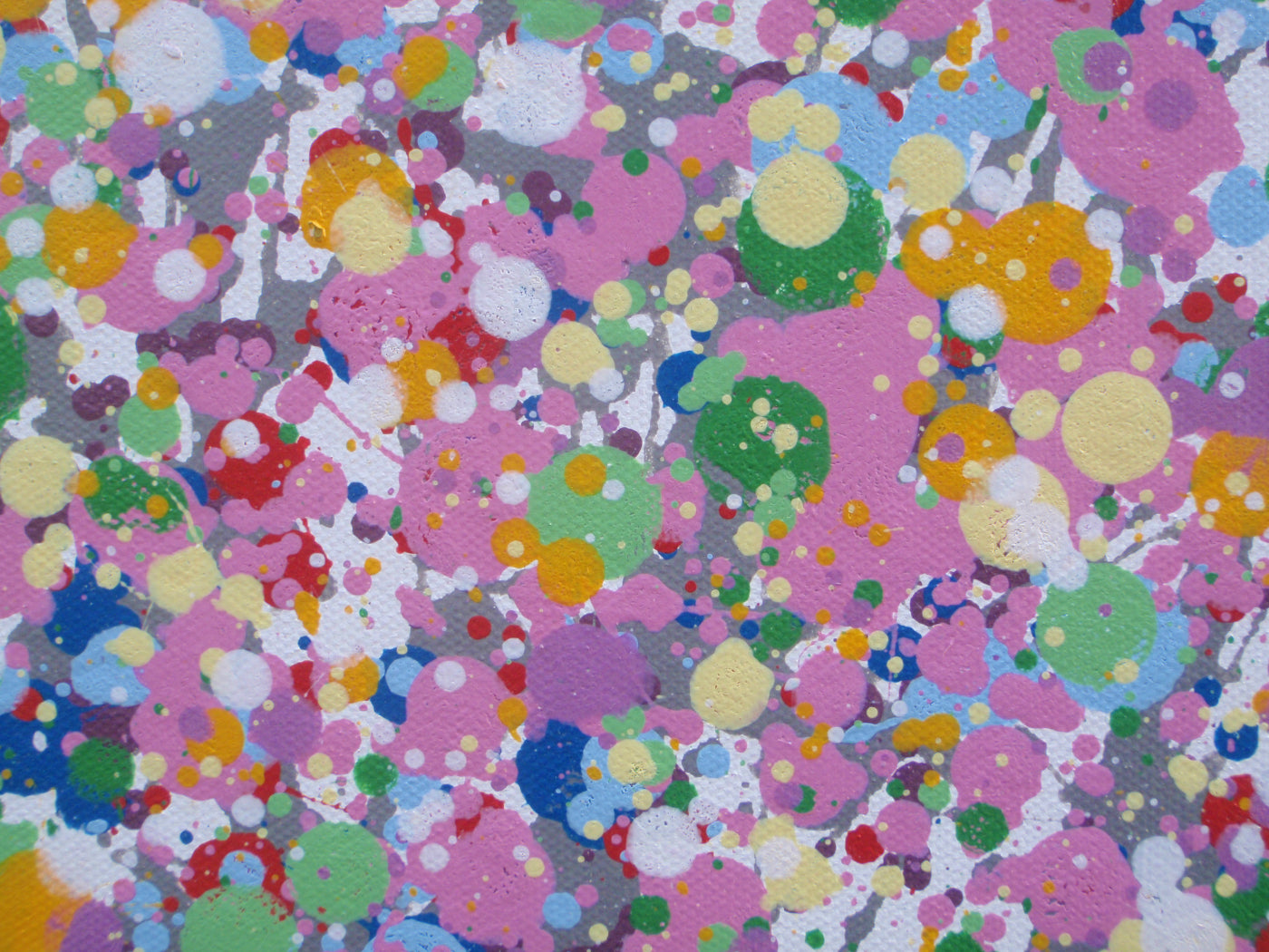 Colourful modern art tree painting with pink and lilac on a white background - detail