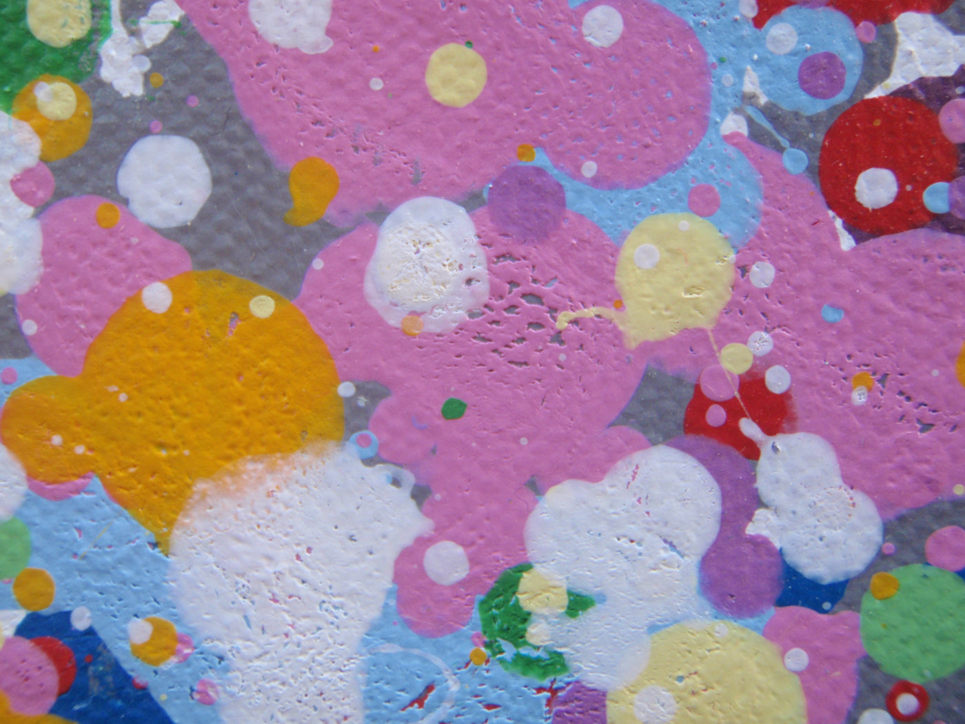 Colourful modern art tree painting with pink and lilac on a white background - detail