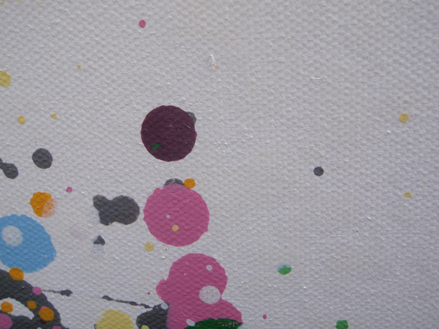Colourful modern art tree painting with pink and lilac on a white background - detail