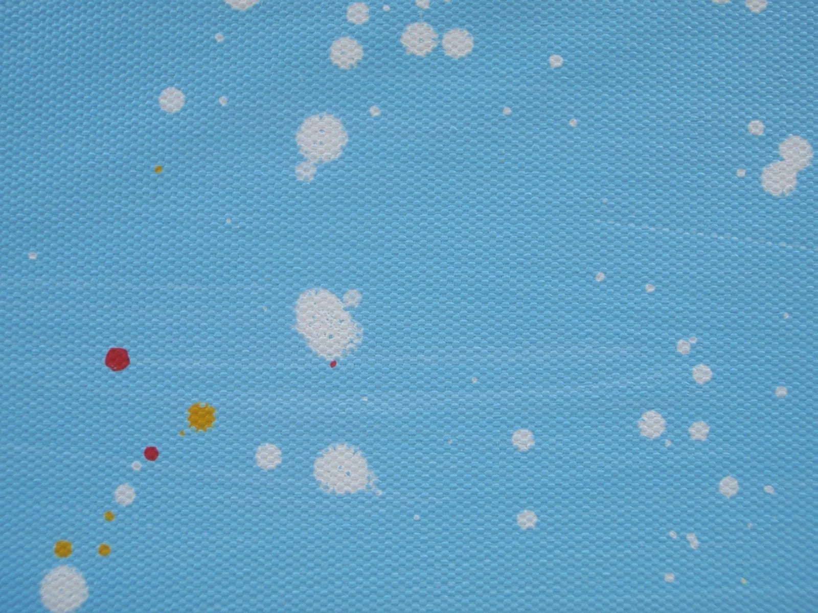 Modern art red flower meadow painting divided in two by a footpath, on a huge 159 cm by 112 cm canvas - detail