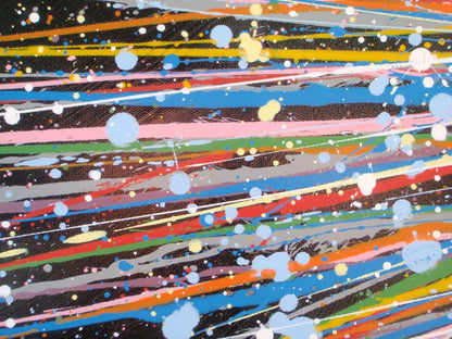 Original Very Big Blue Star 160x112cm Canvas Painting - Large Modern Abstract Wall Art Sun - detail 2