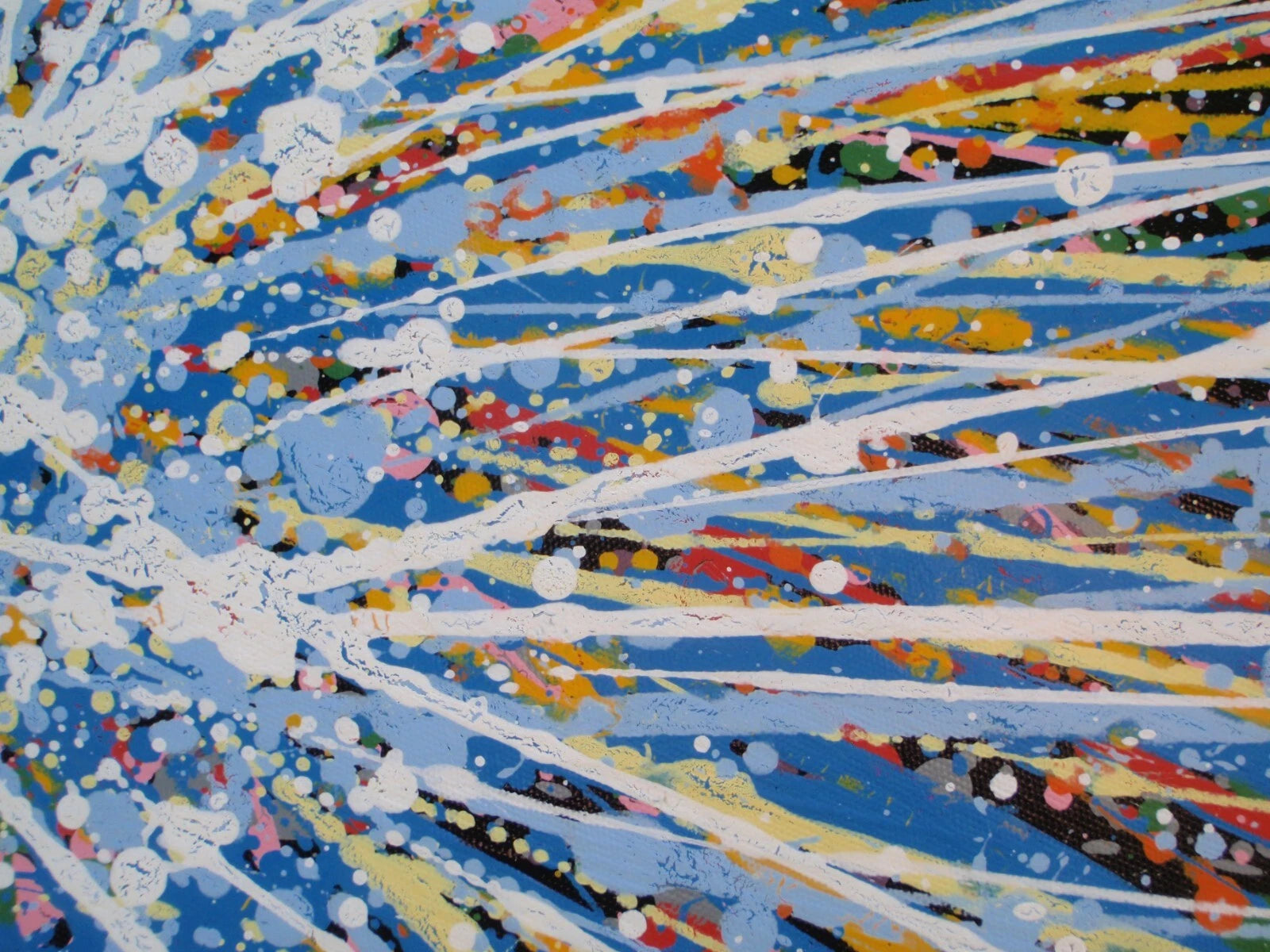 Original Very Big Blue Star 160x112cm Canvas Painting - Large Modern Abstract Wall Art Sun - detail 5