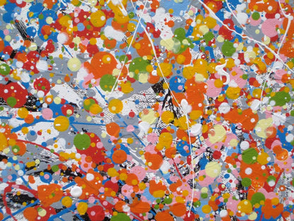 Original modern art orange tree painting on stretched 150 by 100 cm canvas - detail