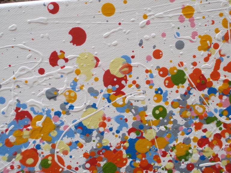 Original modern art orange tree painting on stretched 150 by 100 cm canvas - detail
