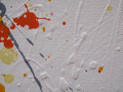 Original modern art orange tree painting on stretched 150 by 100 cm canvas - detail